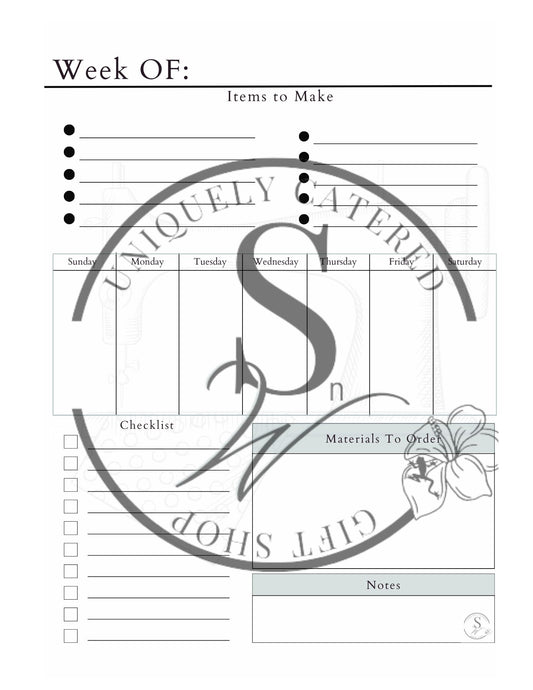 Printable Fill-In Yourself Blank SnW Sewing Planner