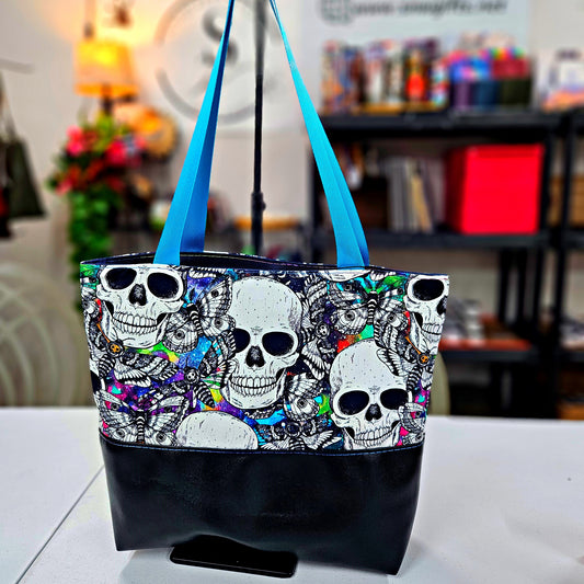 Rainbow Skull Butterflies Tote Bag; Pixie Tote