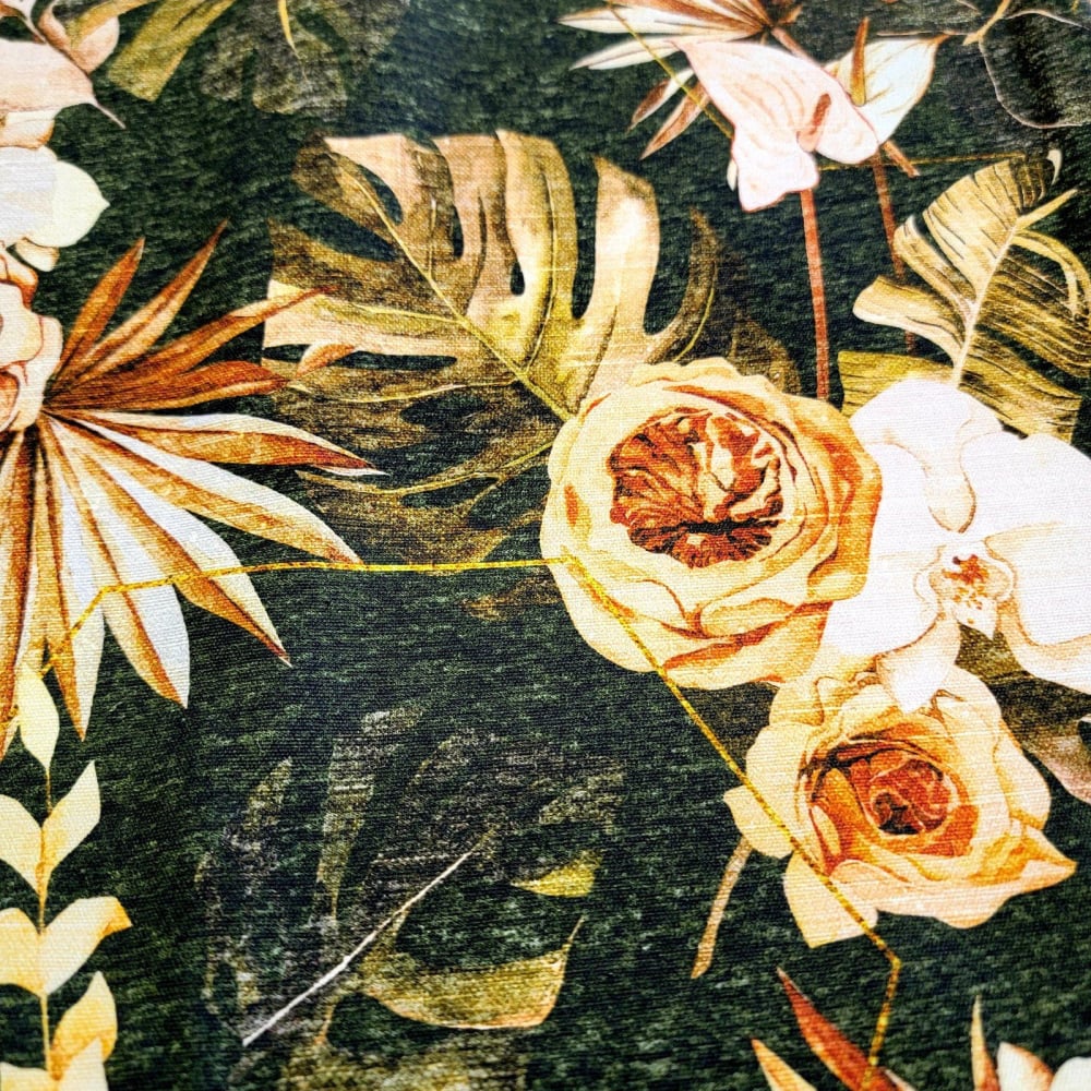 Design My Own! - Flower Fabric Roses & Palms (Black)