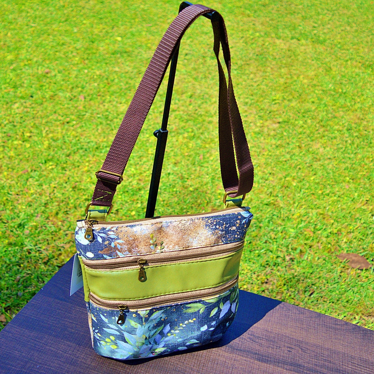 Midnight Forest Triple Zip Crossbody Bag