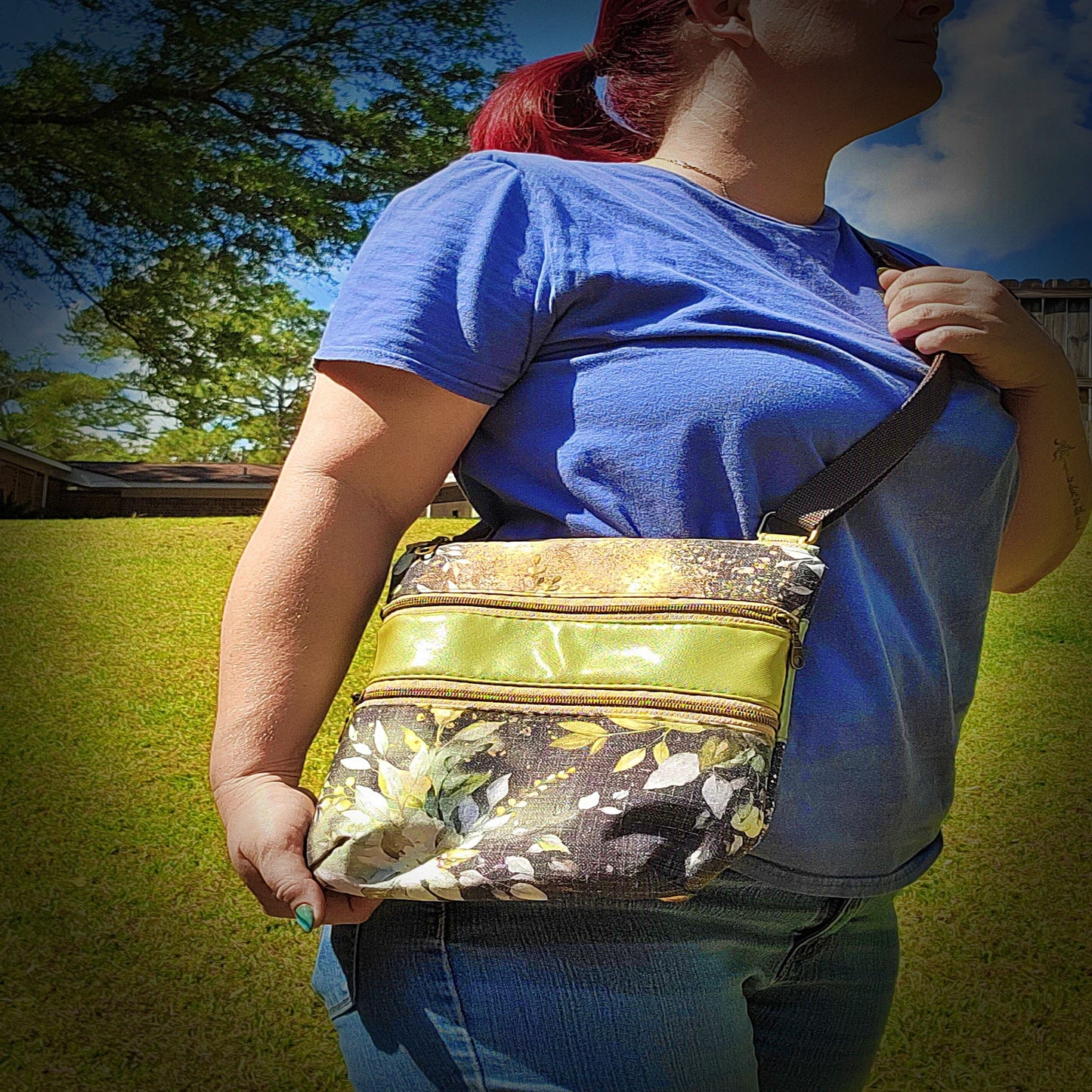 Midnight Forest Triple Zip Crossbody Bag