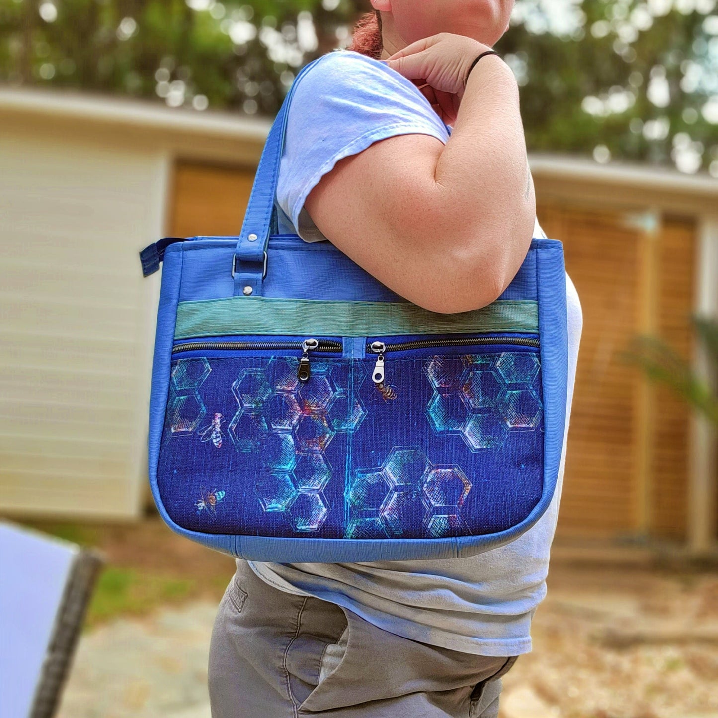 Geo Blue Honeycomb Handbag