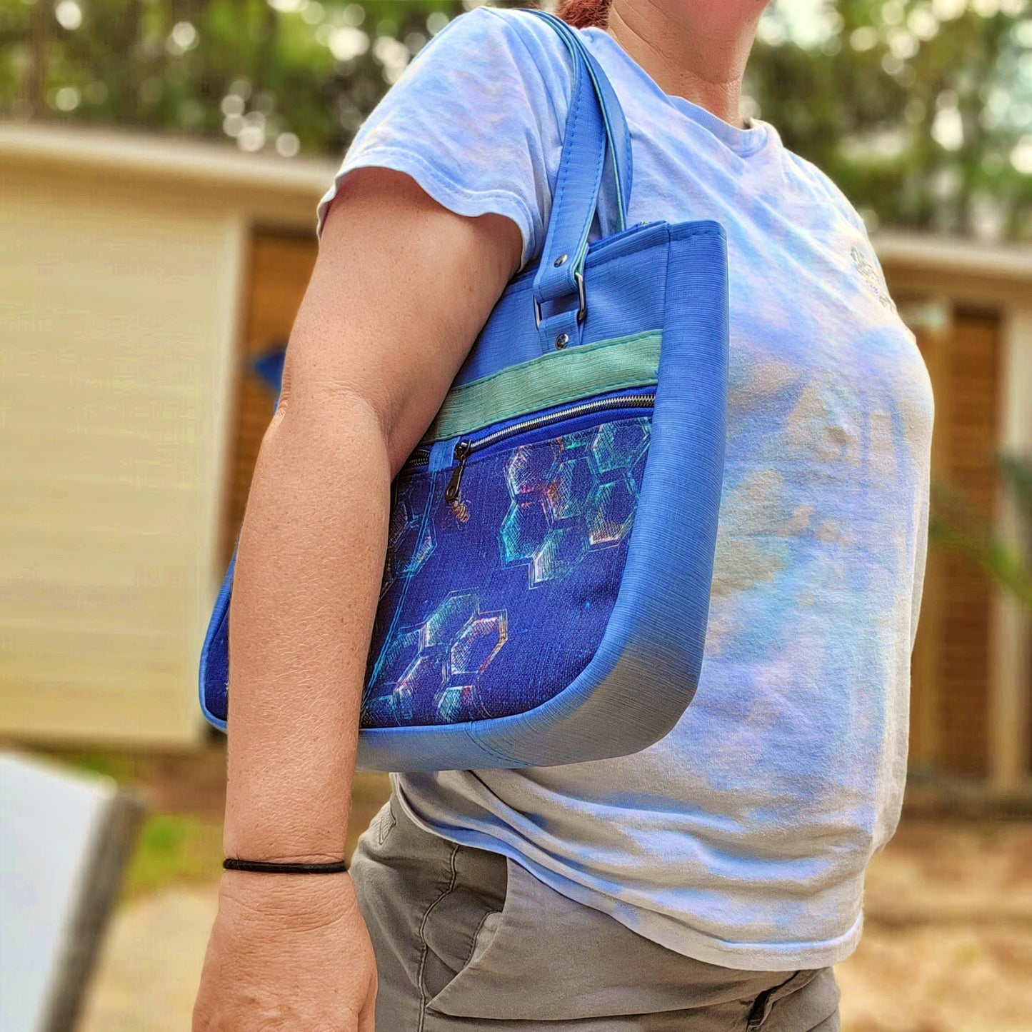 Geo Blue Honeycomb Handbag