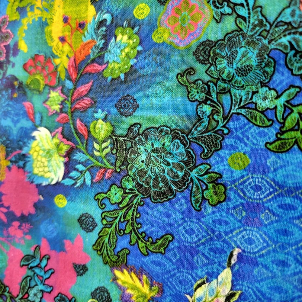Design My Own! - Flower Fabric Blue Handbags