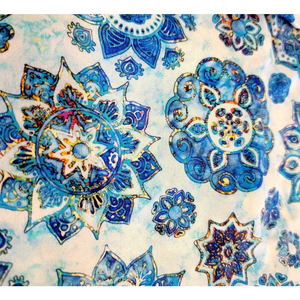 Design My Own! - Flower Fabric Blue Spiral Flowers Handbags